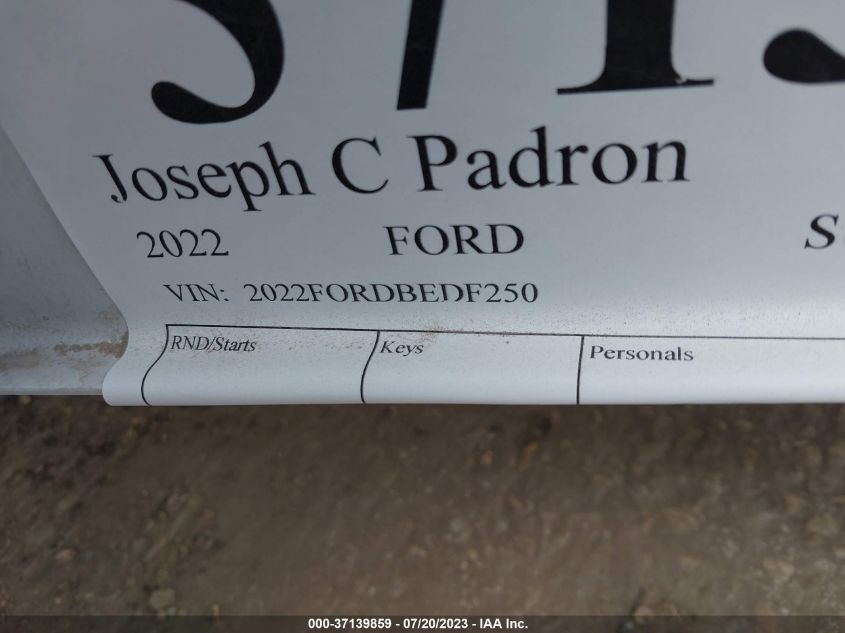 2022 FORD SUPER DUTY F-250 2022FORDBEDF250