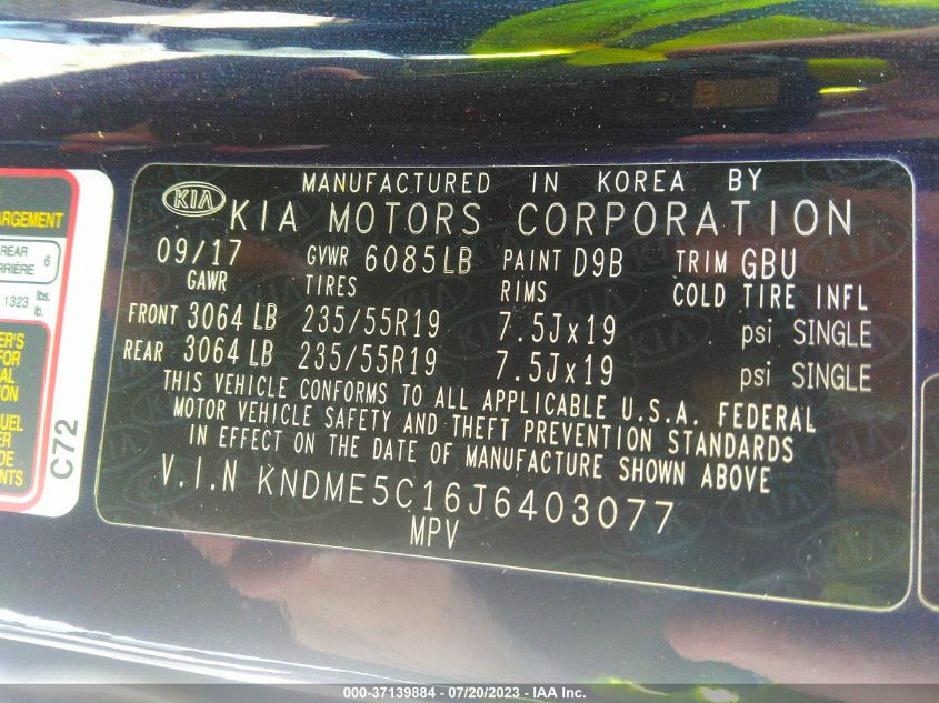 2018 KIA SEDONA SX-L - KNDME5C16J6403077