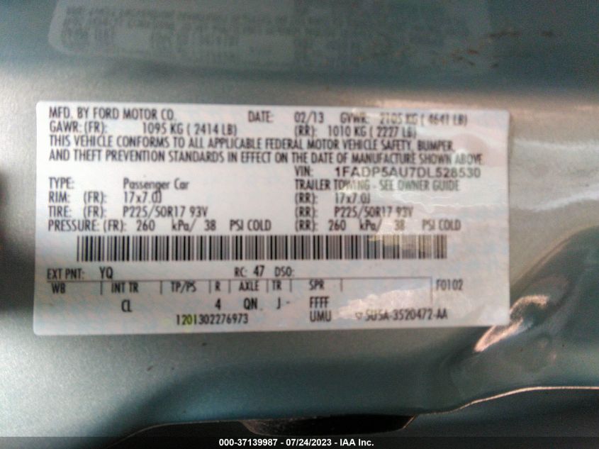 2013 FORD C-MAX HYBRID SE - 1FADP5AU7DL528530