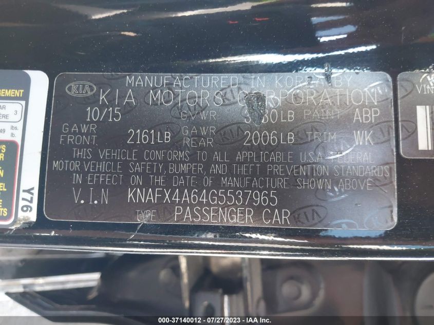 2016 KIA FORTE LX - KNAFX4A64G5537965