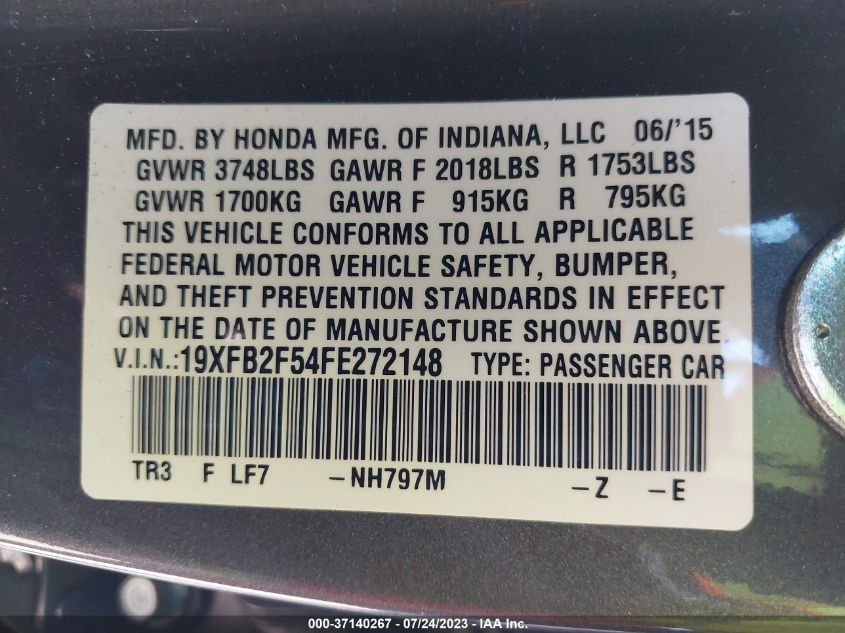 2015 HONDA CIVIC SEDAN LX - 19XFB2F54FE272148