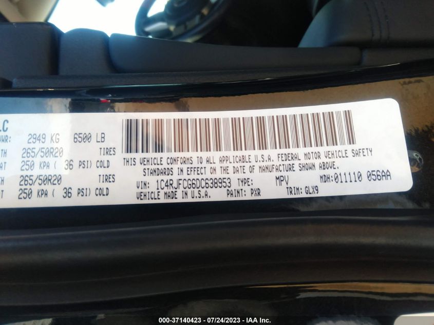 2013 JEEP GRAND CHEROKEE OVERLAND - 1C4RJFCG6DC638953