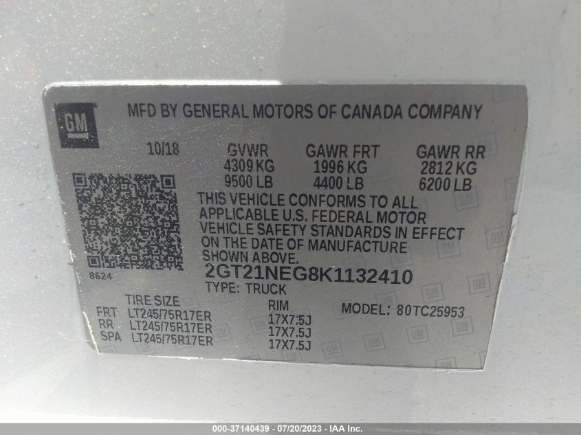 2019 GMC SIERRA 2500HD - 2GT21NEG8K1132410