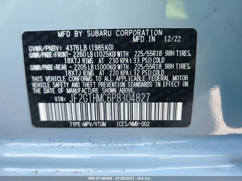 2023 SUBARU CROSSTREK LIMITED - JF2GTHMC6P8304827
