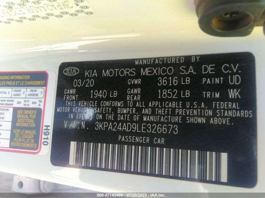 2020 KIA RIO LX - 3KPA24AD9LE326673