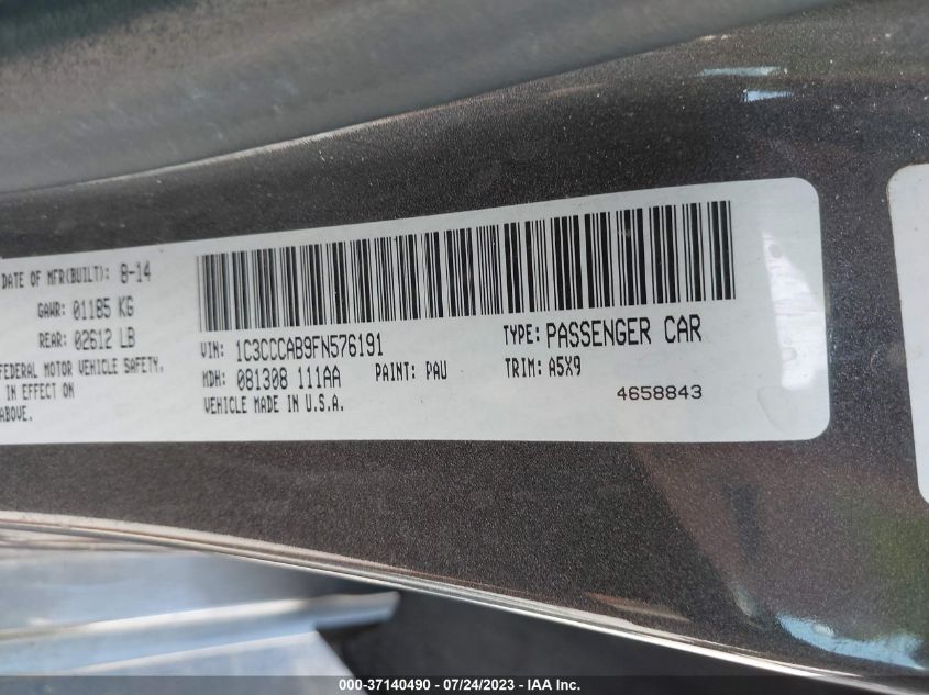 2015 CHRYSLER 200 LIMITED - 1C3CCCAB9FN576191