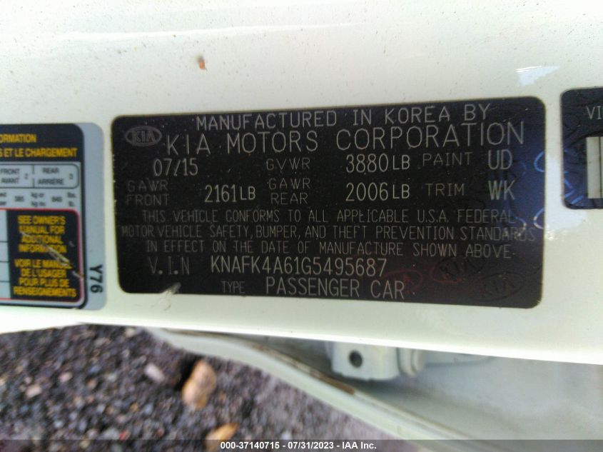 2016 KIA FORTE LX - KNAFK4A61G5495687