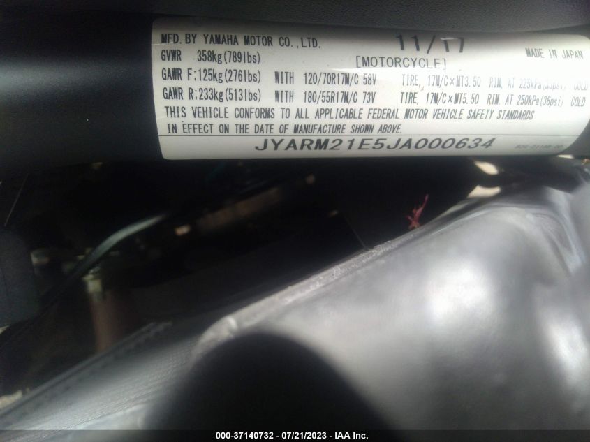2018 YAMAHA XSR700 - JYARM21E5JA000634
