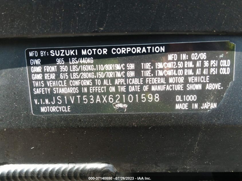 2006 SUZUKI DL1000 JS1VT53AX62101598