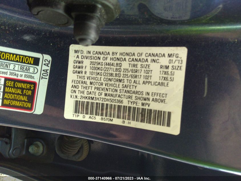 2013 HONDA CR-V EX-L - 2HKRM3H72DH505366