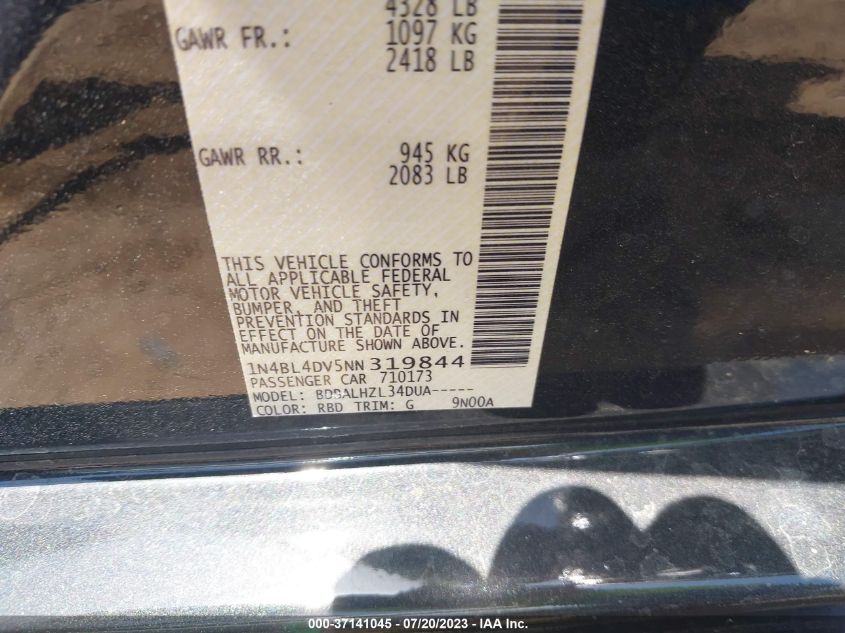 2022 NISSAN ALTIMA 2.5 SV - 1N4BL4DV5NN319844