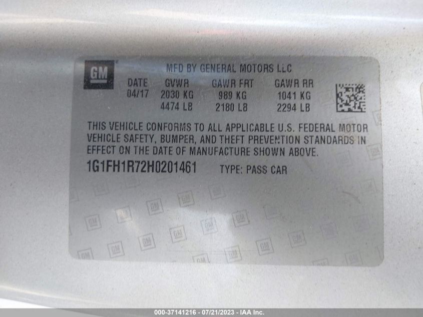 2017 CHEVROLET CAMARO 2SS - 1G1FH1R72H0201461