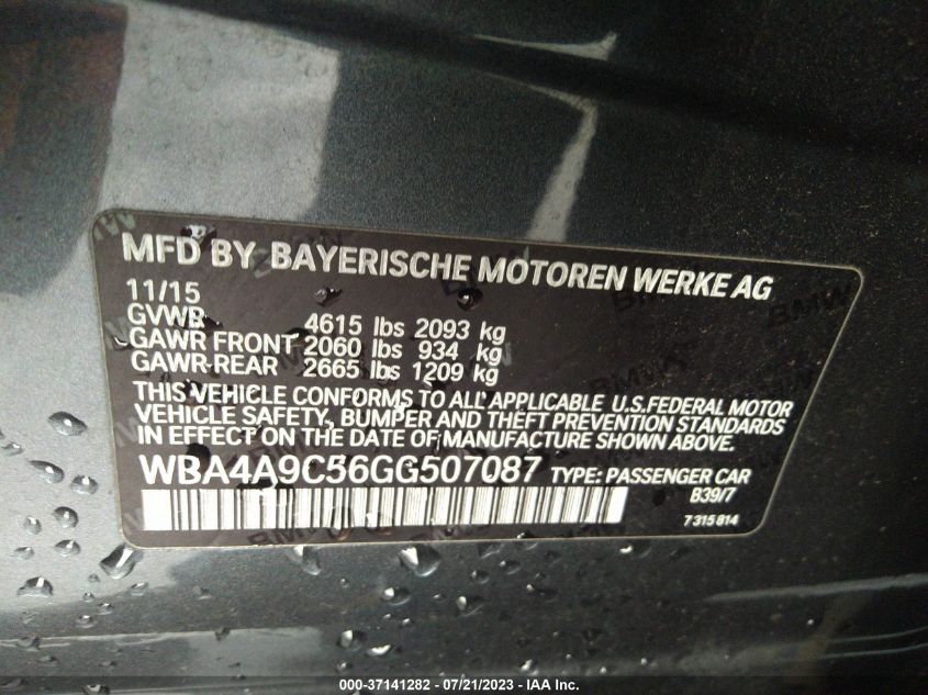 2016 BMW 4 SERIES 428I - WBA4A9C56GG507087