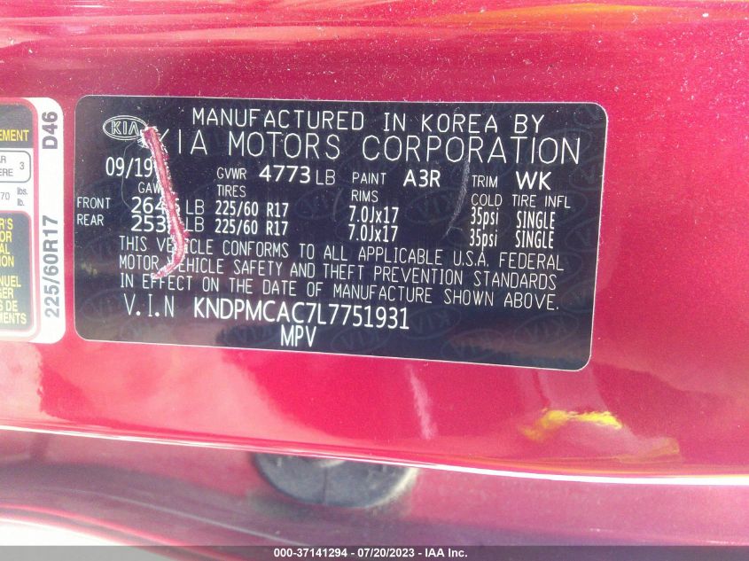 2020 KIA SPORTAGE LX - KNDPMCAC7L7751931