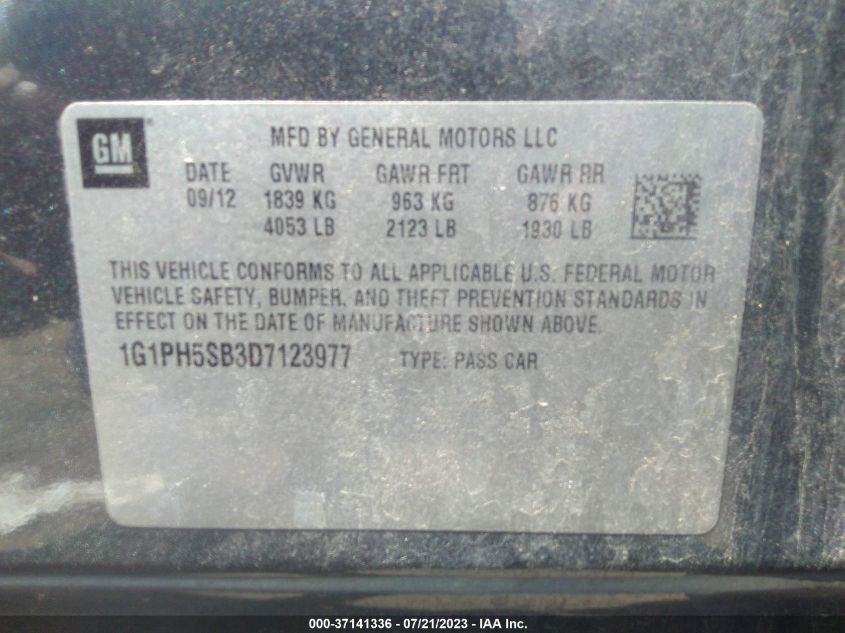2013 CHEVROLET CRUZE ECO - 1G1PH5SB3D7123977