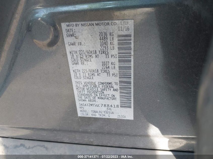 2016 NISSAN ROGUE SL - 5N1AT2MT5GC788418