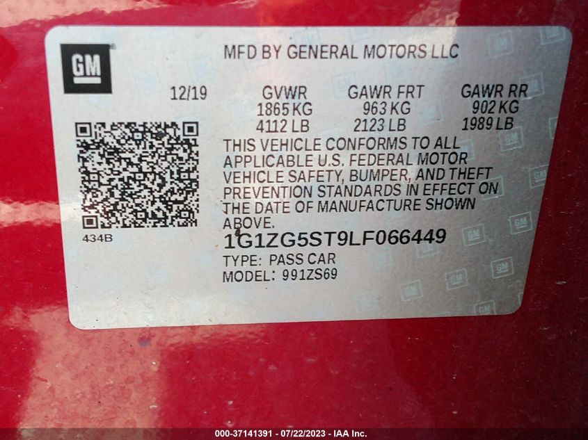 2020 CHEVROLET MALIBU RS - 1G1ZG5ST9LF066449