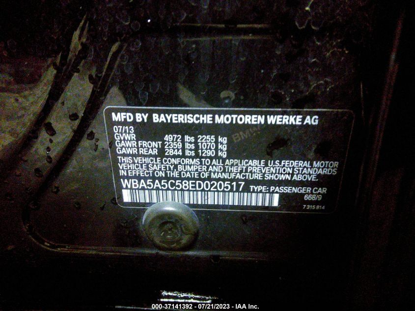 2014 BMW 528I WBA5A5C58ED020517