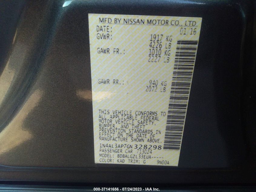 2016 NISSAN ALTIMA 2.5 - 1N4AL3AP7GN328298