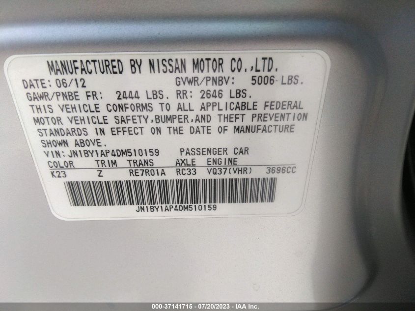 2013 INFINITI M37 JN1BY1AP4DM510159