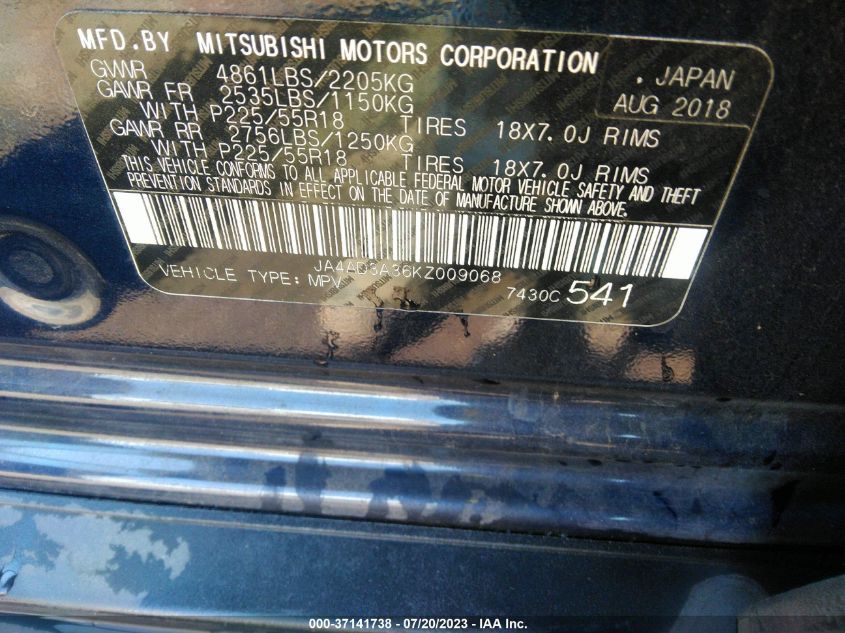 2019 MITSUBISHI OUTLANDER SE/SEL/LE - JA4AD3A36KZ009068