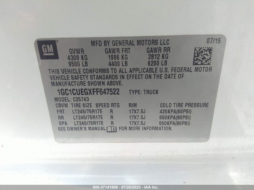 2015 CHEVROLET SILVERADO 2500HD WORK TRUCK - 1GC1CUEGXFF647522