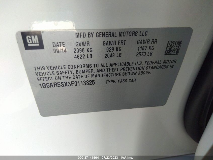 2015 CADILLAC CTS SEDAN LUXURY RWD - 1G6AR5SX3F0113325