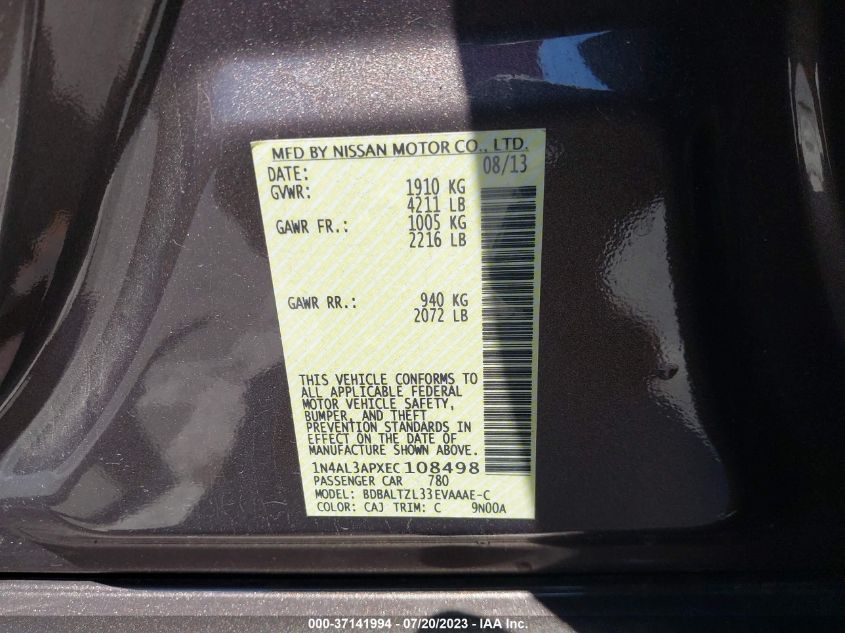2014 NISSAN ALTIMA 2.5 SV - 1N4AL3APXEC108498
