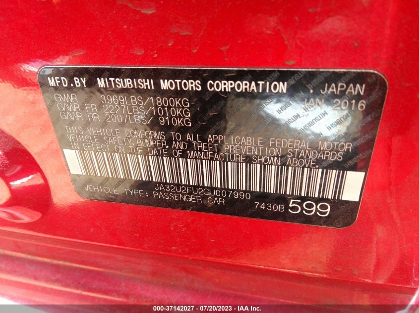 2016 MITSUBISHI LANCER ES - JA32U2FU2GU007990