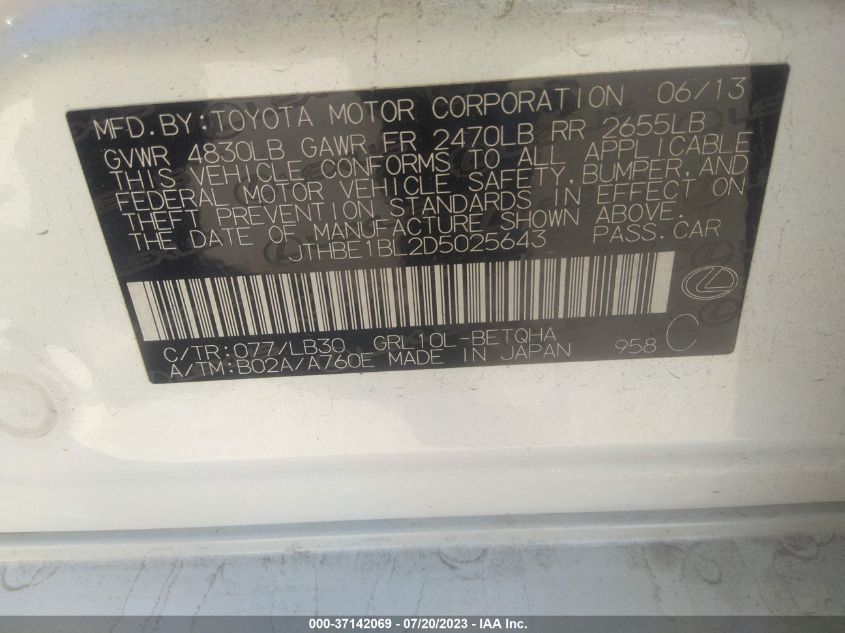 2013 LEXUS GS 350 - JTHBE1BL2D5025643
