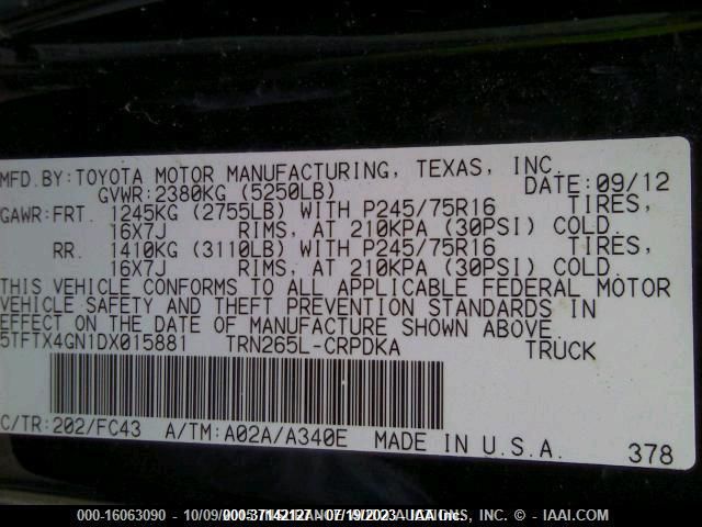 2013 TOYOTA TACOMA PRERUNNER 5TFTX4GN1DX015881
