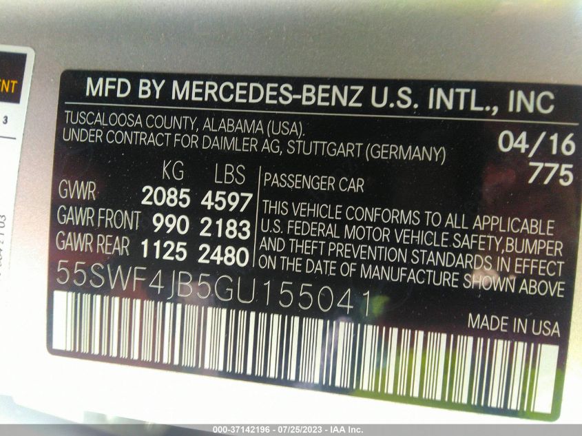 2016 MERCEDES-BENZ C-CLASS C 300 - 55SWF4JB5GU155041