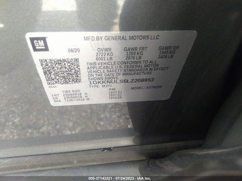 2020 GMC ACADIA SLT - 1GKKNULS6LZ208953