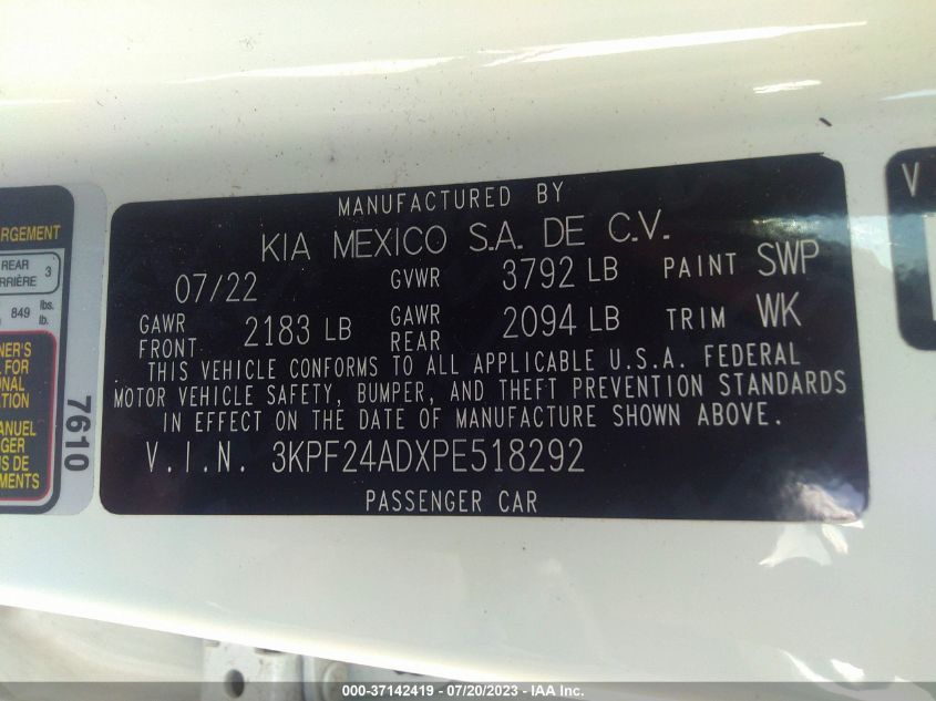 2023 KIA FORTE LXS - 3KPF24ADXPE518292
