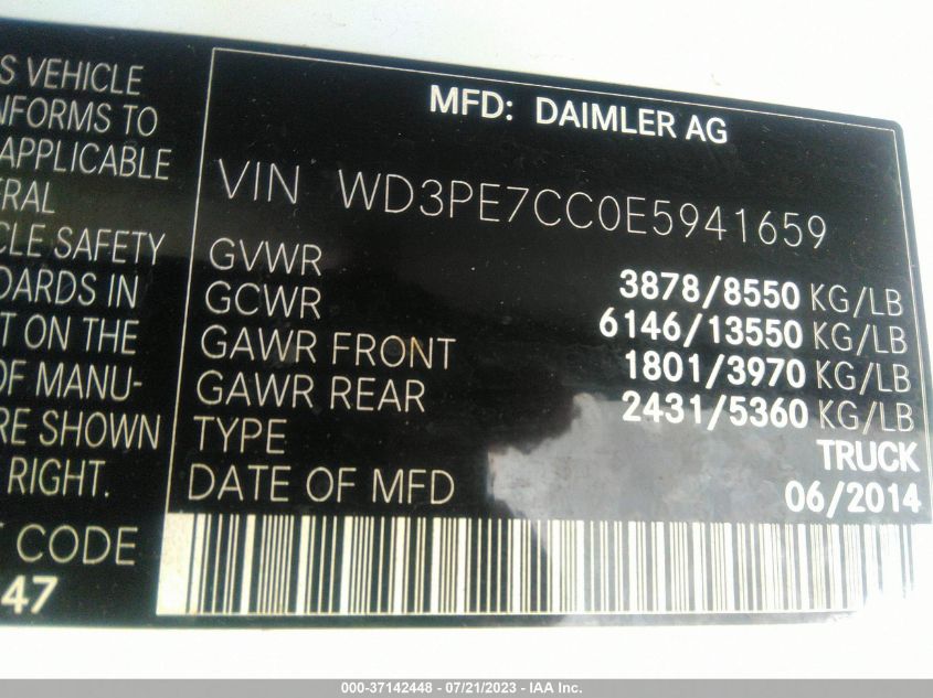 2014 MERCEDES-BENZ SPRINTER CARGO VANS WD3PE7CC0E5941659