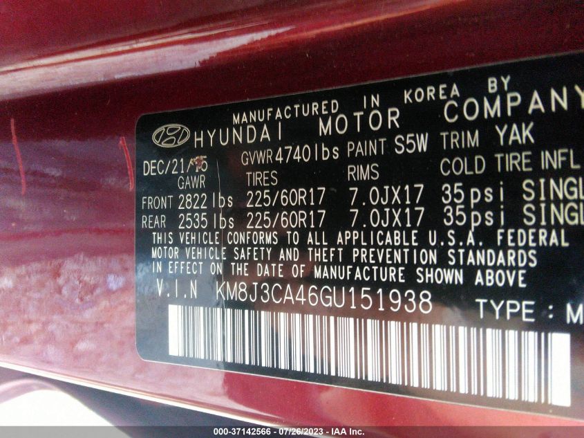 2016 HYUNDAI TUCSON SE - KM8J3CA46GU151938