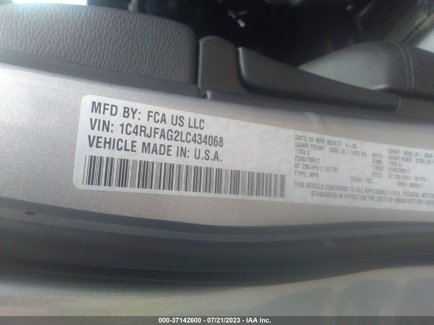 2020 JEEP GRAND CHEROKEE LAREDO E - 1C4RJFAG2LC434068