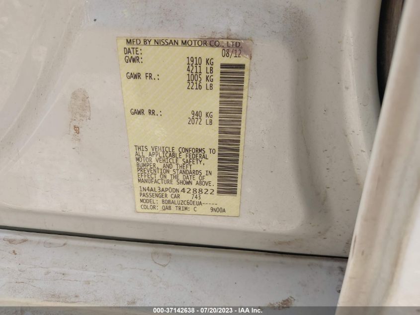 2013 NISSAN ALTIMA 2.5 SV - 1N4AL3AP0DN428822
