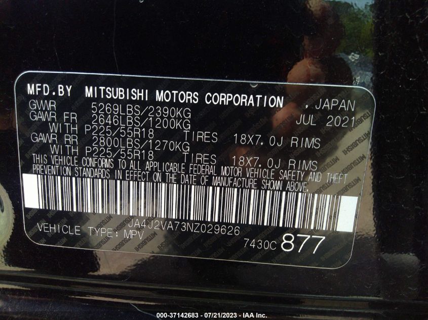 2022 MITSUBISHI OUTLANDER PHEV SEL/LE/GT JA4J2VA73NZ029626