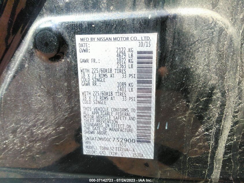 2016 NISSAN ROGUE SL - 5N1AT2MV0GC752900