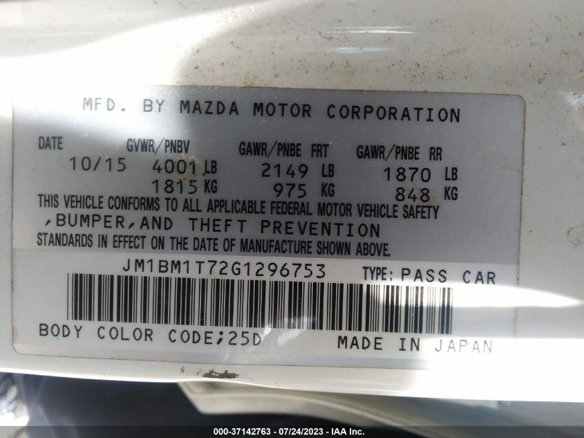 2016 MAZDA MAZDA3 I SPORT - JM1BM1T72G1296753