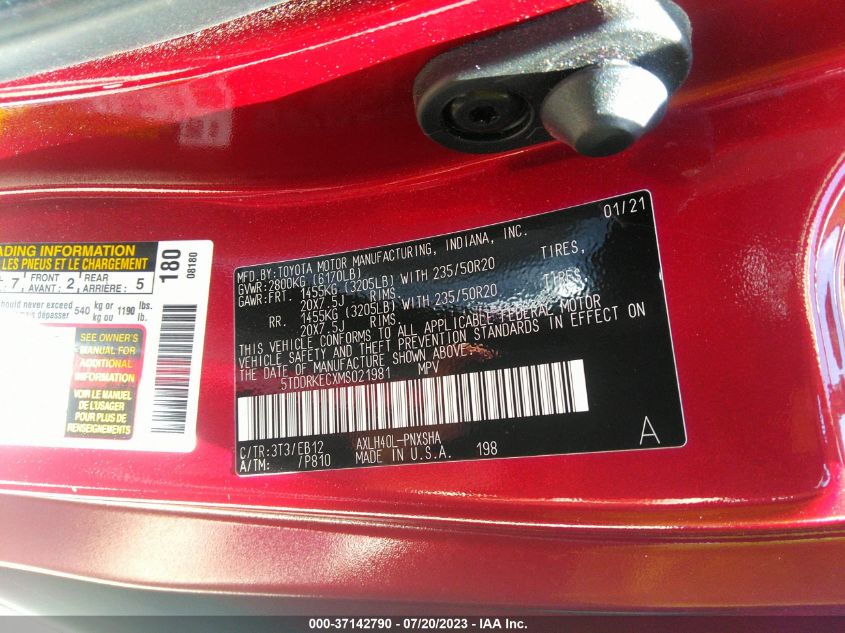 2021 TOYOTA SIENNA XSE - 5TDDRKECXMS021981