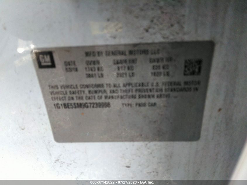 2016 CHEVROLET CRUZE LT - 1G1BE5SM9G7239998
