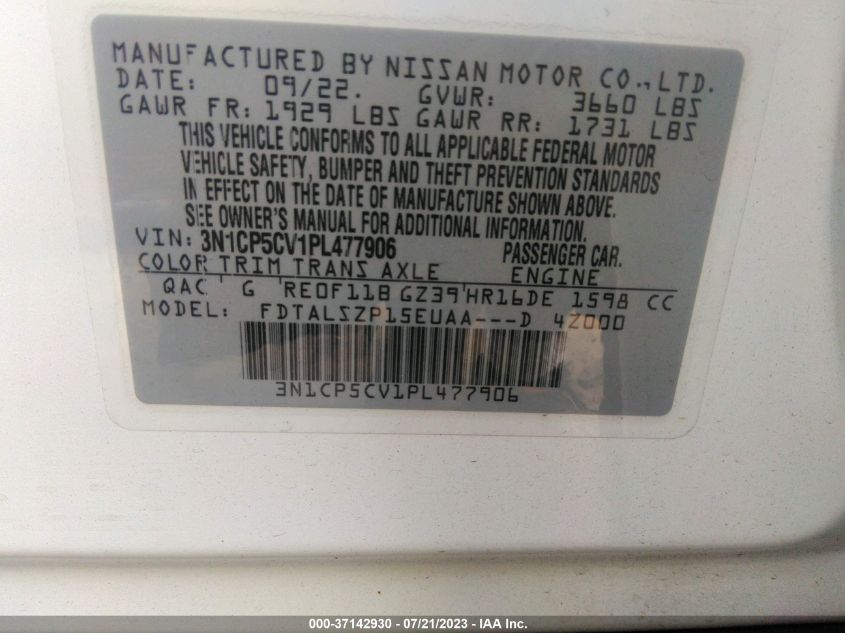 2023 NISSAN KICKS SV - 3N1CP5CV1PL477906