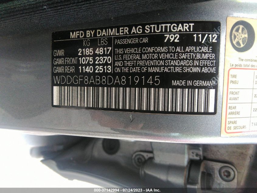 2013 MERCEDES-BENZ C-CLASS C 300 - WDDGF8AB8DA819145