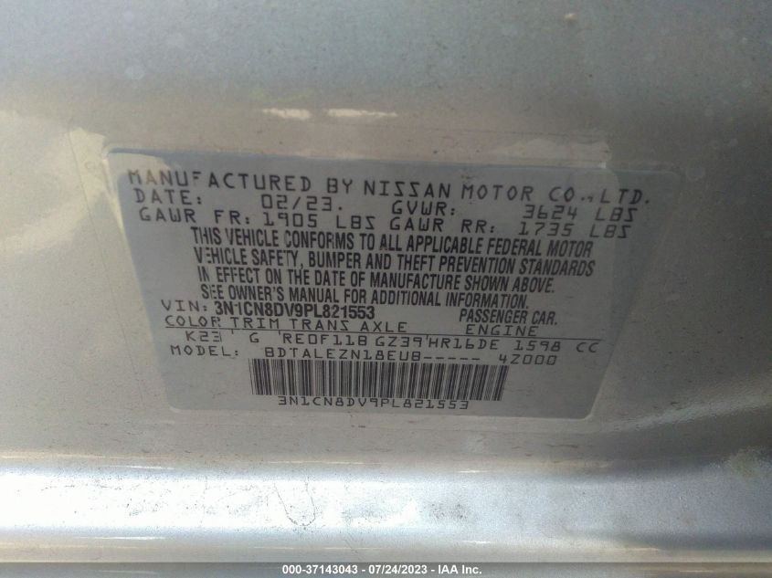 2023 NISSAN VERSA S - 3N1CN8DV9PL821553