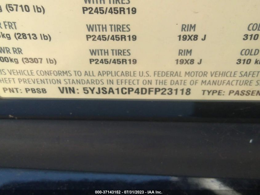 2013 TESLA MODEL S - 5YJSA1CP4DFP23118