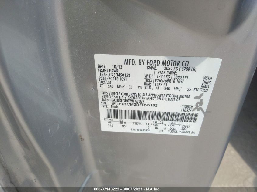 2013 FORD F-150 XL/STX/XLT - 1FTEX1CM2DFD95162