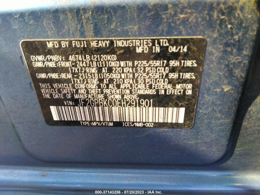 2014 SUBARU XV CROSSTREK HYBRID TOURING - JF2GPBKC0EH291901