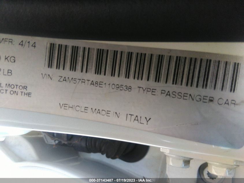 2014 MASERATI GHIBLI S Q4 ZAM57RTA8E1109538